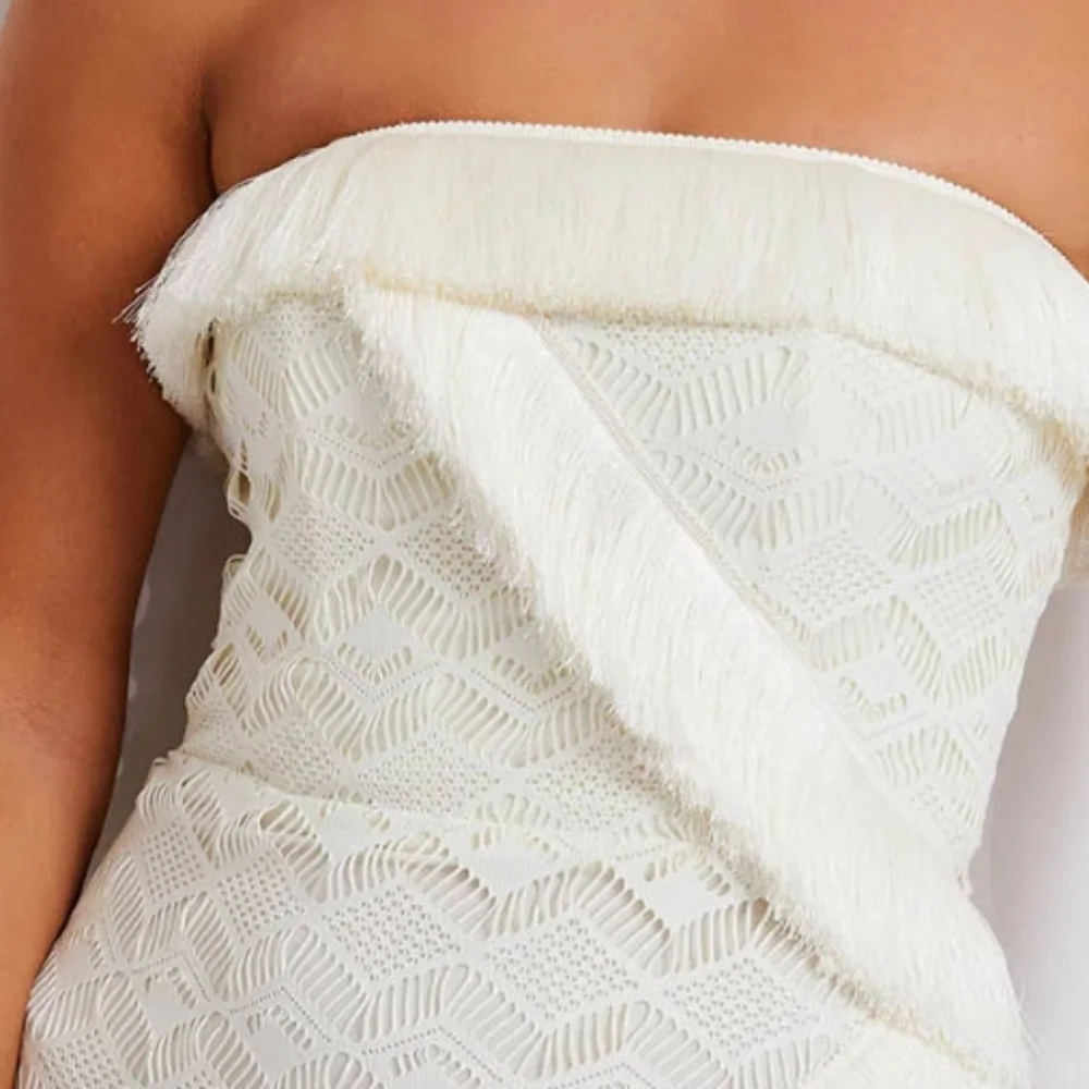 Patbo Crochet Strapless Fringe Trim Maxi Dress - Picture 7 of 14